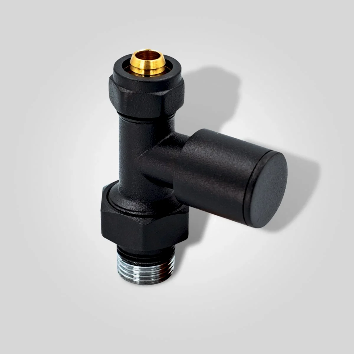 16x2 Rakorlu PEX Antrasit Düz Radyatör Vanası