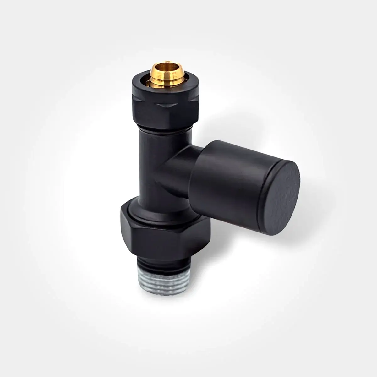 16x2 Rakorlu PEX Mat Siyah Düz Radyatör Vanası