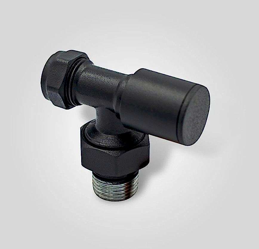 16x2 Rakorlu PEX Antrasit Köşe Radyatör Vanası 