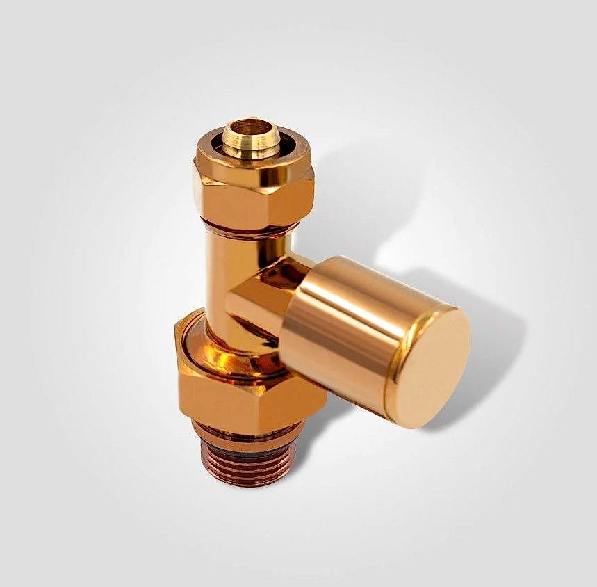 16x2 Rakorlu PEX Rose Gold Düz Radyatör Vanası – Dekoratif Pirinç Isıtma Kontrol Vanası