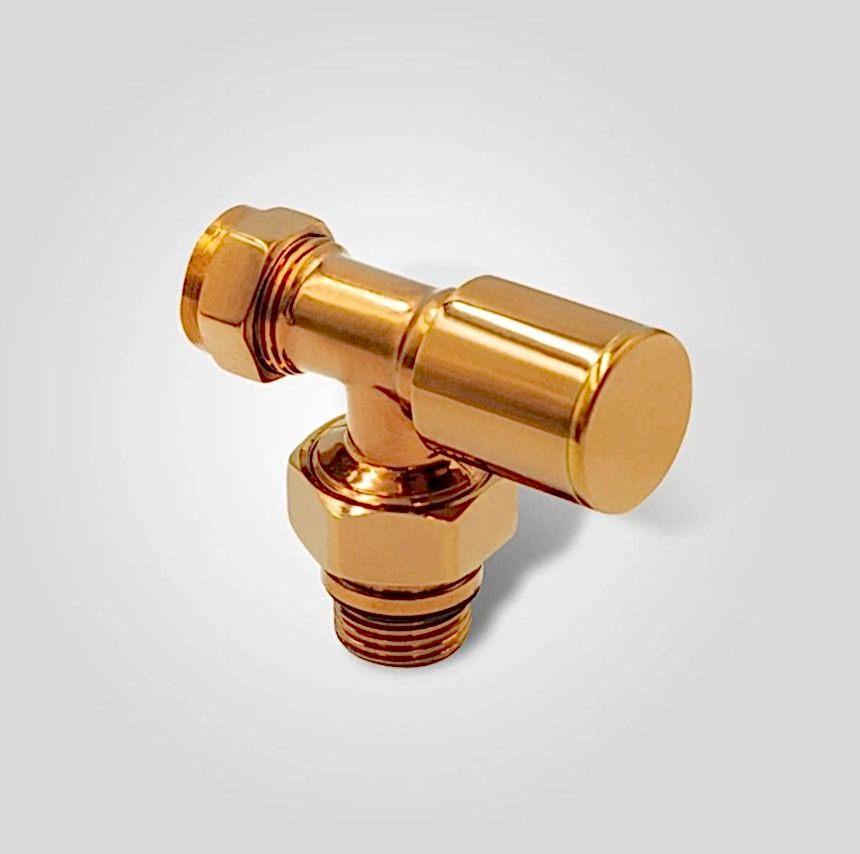 16x2 Rakorlu PEX Rose Gold Köşe Radyatör Vanası – Dekoratif Pirinç Isıtma Kontrol Vanası