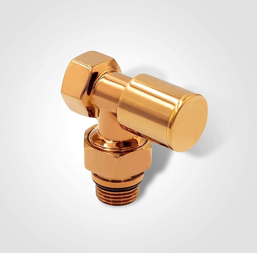 Rose Gold Köşe Radyatör Vanası – Dekoratif Isıtma Kontrol Vanası (1/2”)
